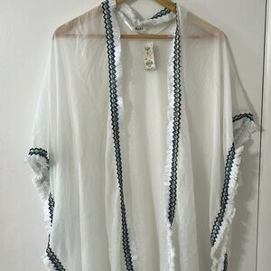 Mudd Open Kimono Embroidered Coverup